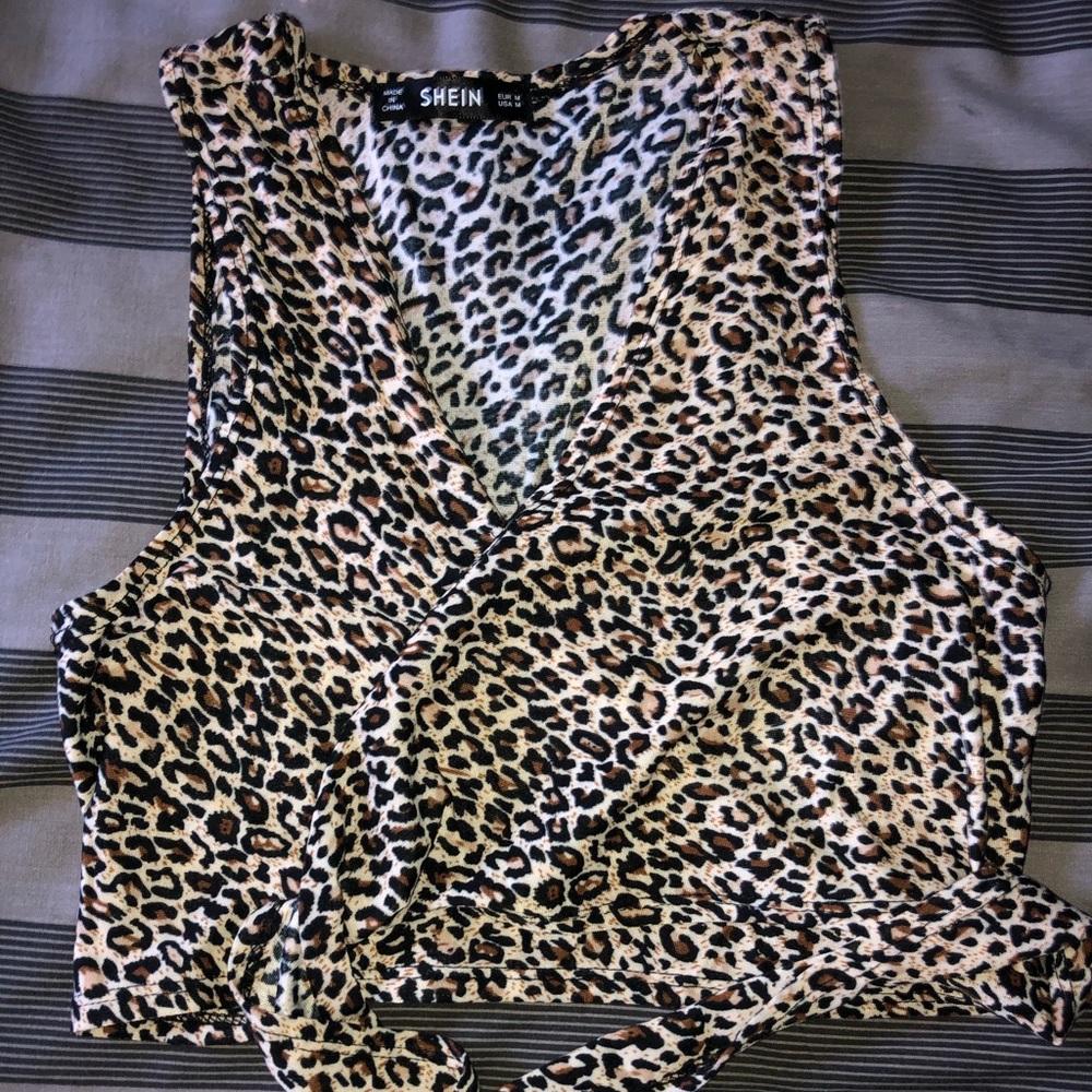 leopard print wrap top